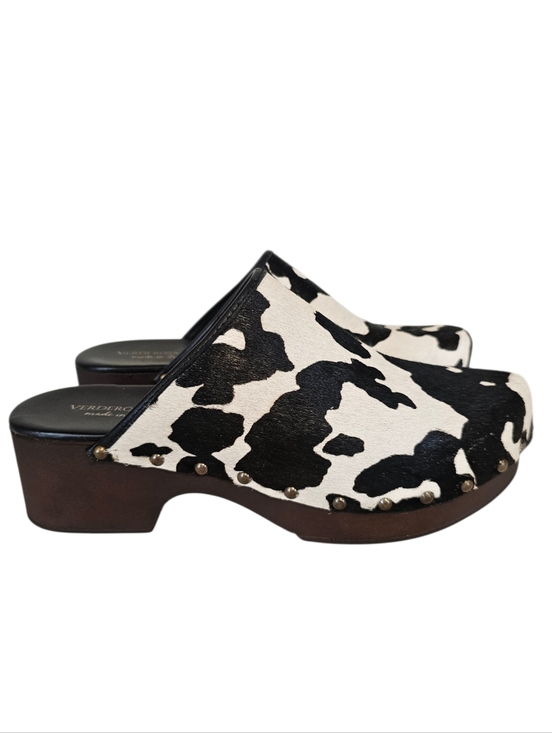 Verderosmarino Shoes - Verderosmarino Cow Print Hair Heeled Clog Mules Western Made In Italy Cowhide